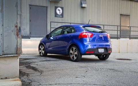The 2012 Kia Rio SX offers standard 17-inch wheels, and many extra goodies.