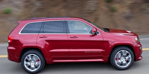 The V8 in the 2012 Jeep Grand Cherokee SRT8 is rated at 470 hp.