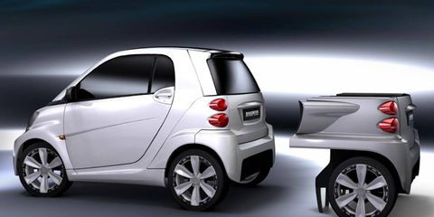 The Rinspeed Dock+Go adds a trailer to the Smart car.
