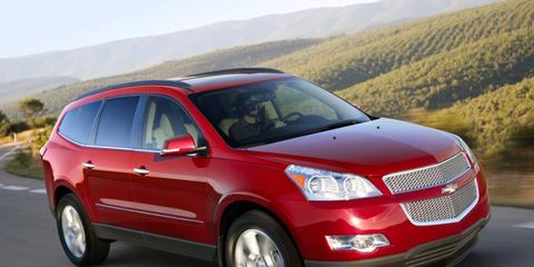 The V6 in the 2012 Chevrolet Traverse is rated at 288 hp.
