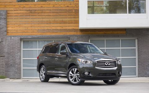 2013 Infiniti JX front view, with fod lights and front underbody spoiler