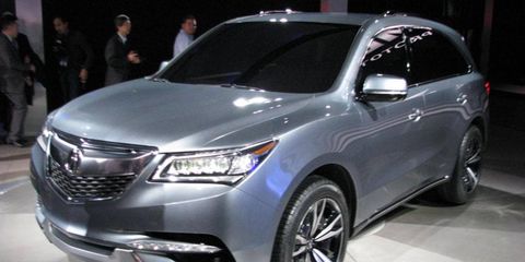 Acura revealed the 2014 MDX prototype on Tuesday at the Detroit auto show.