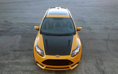 Looking down at the Shelby Focus ST.