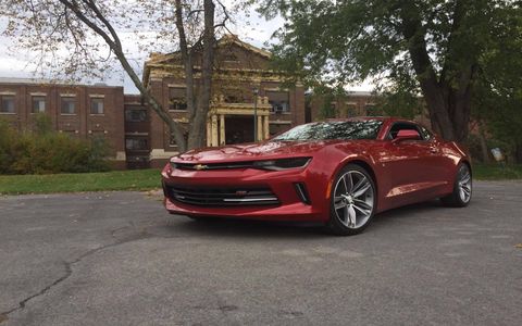 The V6-powered 2016 Chevrolet Camaro is surprisingly good for road tripping. The heavily bolstered seats will probably be capable on a track, but didn't give up any long-trip comfort.