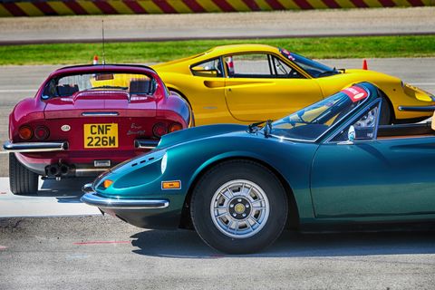 More than 150 Dinos descended on Maranello June 30 to celebrate the 50th anniversary of the Dino's road debut, which happened in March 1968. The cars first gathered at the Ferrari museum in Maranello, then took a parade lap around Fiorano. What a day!