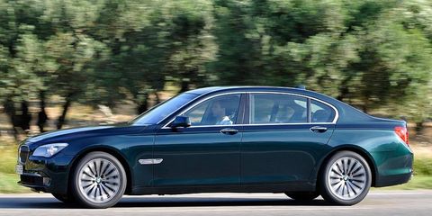 The twin-turbo V8 in the 2012 BMW 750Li xDrive is rated at 400 hp.