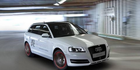 Audi claims the A3 E-tron has a range of 90 miles and a top speed of 90 mph.