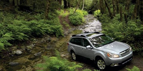 Subaru will show off its EyeSight system in New York on the 2013 models. A 2012 Subaru Outback is shown.