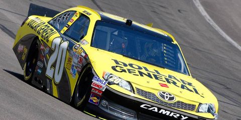 Joey Logano took the pole and then took the checkered flag on Saturday during the Nationwide race in Fontana, Calif.