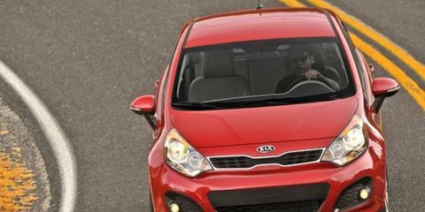 The four-cylinder engine in the 2012 Kia Rio is rated at 138 hp.