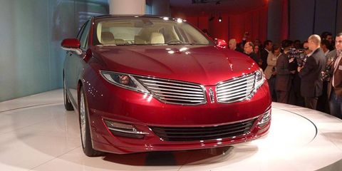 The 2013 Lincoln MKZ on display in New York.