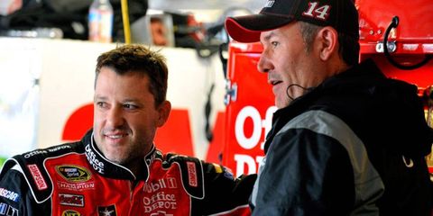 Tony Stewart, left, had a busy weekend that included a short-track win at Eagle Raceway in Nebraska on Saturday night.