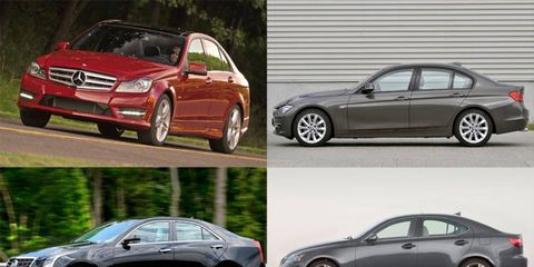 Autoweek lined up the stat sheets on the BMW 3-series, the Mercedes-Benz C-class, the Lexus IS 350 and the Cadillac ATS.