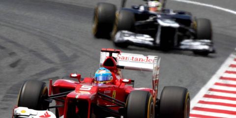 Fernando Alonso is in a points tie with Red Bull's Sebastian Vettel for the Formula One championship after five races.