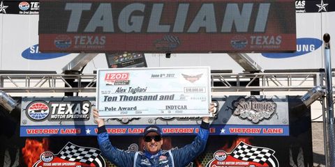 Alex Tagliani won the pole at Texas for the second consecutive year.