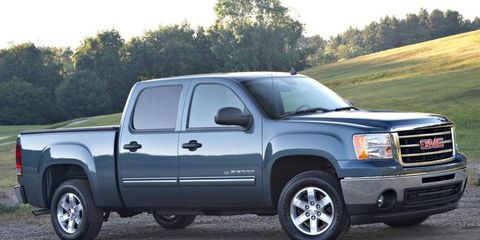 GM will launch redesigned versions of its full-sized pickups next year. The 2012 GMC Sierra is shown.
