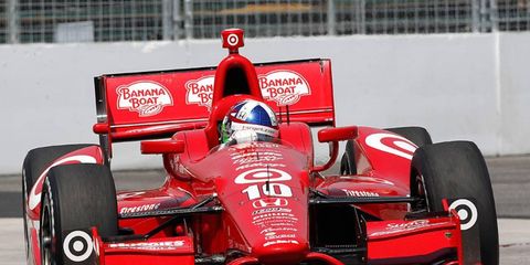 Defending IndyCar Series champion Dario Franchitti struck first blood in Toronto on Friday.