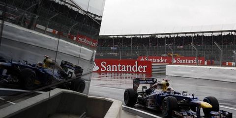 Sebastian Vettel tried to get something going Friday during practice at Silverstone, but it was just too wet.