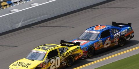 Clint Bowyer leads Ricky Stenhouse Jr. in Nationwide Series practice on Thursday in Daytona.