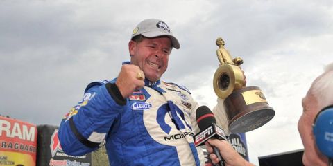 Allen Johnson parlayed a track-record qualifying run into a Pro Stock win on Sunday at Brandimere Speedway, near Denver.
