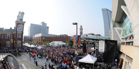 A view at victory lane from last year's Baltimore Grand Prix. Construction on the circuit for this year's race will begin Monday night.