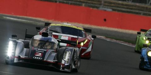 Tom Kristensen and Allan McNish drive their Audi at Silverstone over the weekend during the FIA World Endurance Championship.
