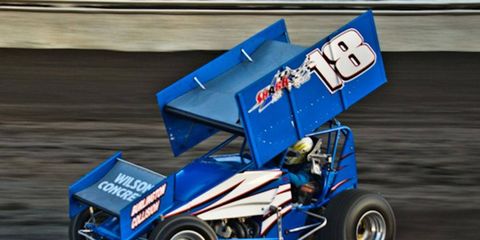 Travis Jacobson won the World of Outlaws feature in Bur.ington, Wash., on Saturday night.