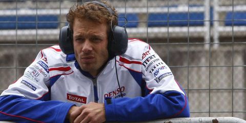 Alex Wurz checks out the view from pit road at Brazil. On Friday, Wurz took the pole for the WEC race.