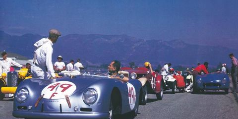 The Sauter Porsche at Moffett Field in Santa Barbara in 1953.