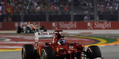 Fernando Alonso finished third at Singapore and still has the points lead with six races remaining.