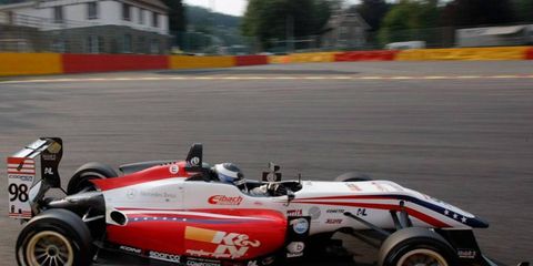 Michael Lewis competes in the Formula 3 Euro Series.