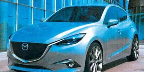 A set of photos may show the redesigned 2014 Mazda 3 sedan and hatchback.
