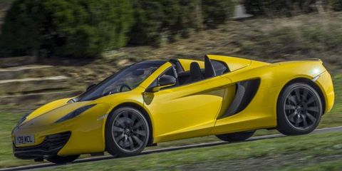 The 2013 McLaren 12C Spider weighs just 88 pounds more than the coupe version.