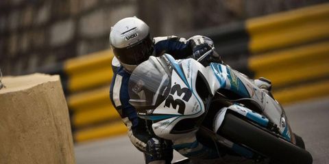 Motorcycle racer Luis Carreira of Portugal, shown in a photo from 2009, died Thursday during qualifying for the Macau Grand Prix.