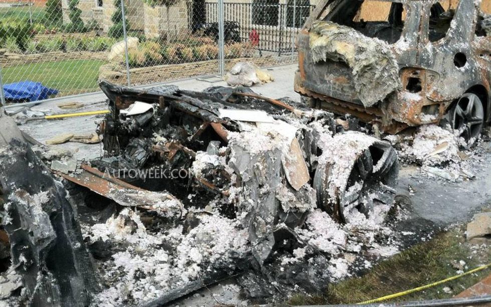 In May, this all-electric Fisker Karma was the blame for a devastating house garage fire.