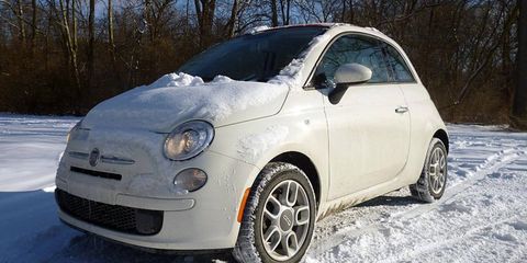 The Fiat 500 C Pop Cabrio was at home in the snow.