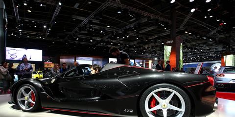 Ferrari showed off its limited edition Ferrari LaFerrari Aperta in Paris.