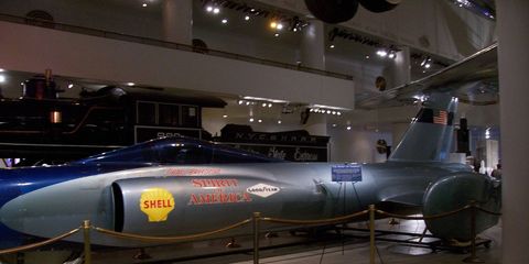 Craig Breedlove's Spirit of America was the first wheeled vehicle to hit 400 mph and was also allegedly damaged while on display the Chicago Museum of Science and Industry