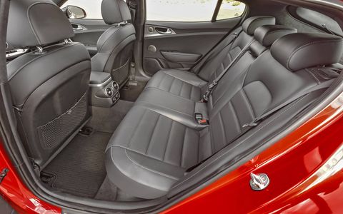 The 2018 Kia Stinger has room for five and 23.3 cubic feet of cargo space in the trunk.