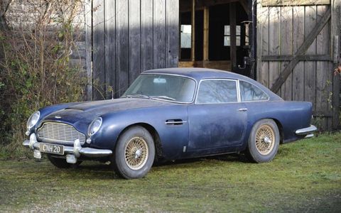 This barn find 1965 Aston Martin DB5 will be auctioned by Bonhams in May.