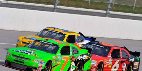 Danica Patrick (7) and Ricky Stenhouse Jr. (6) battled last year in the NASCAR Nationwide Series. Now, the two are dating.