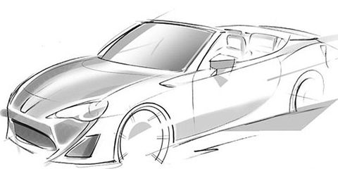 A sketch of the Toyota FT-86 Open concept, a convertible version of the Scion FR-S.
