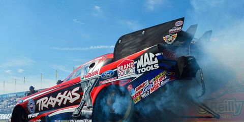Courtney Force earned the No. 1 seed for NHRA eliminations after a strong qualifying effort Saturday at Pomona, Calif.