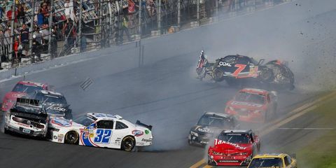 A last-lap crash at Daytona International Speedway injured at least 30 fans, according to the Associated Press.