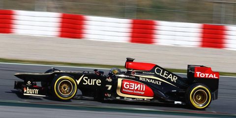 Lotus third driver Davide Valsecchi got some seat time in the E21 at Barcelona on Saturday.