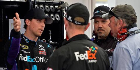 NASCAR Sprint Cup Series driver Denny Hamlin, left, will try to make his Gen 6 car work on Sunday in Las Vegas.