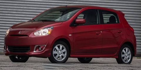 The 2014 Mitsubishi Mirage will have a three-cylinder engine rated at 74 hp.