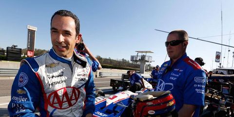 Helio Castroneves led a field of 26 drivers who all eclipsed last year's pole speed in practice on Friday at Barber Motorsports Park in Alabama.