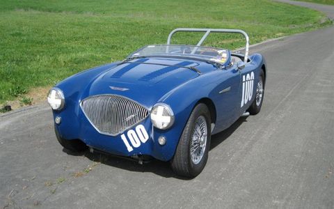This 1956 Austin Healey features a 3.0-liter engine.