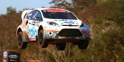 NASCAR Sprint Cup Series driver Scott Speed drove a Ford Fiesta to X Games goal in Brazil.